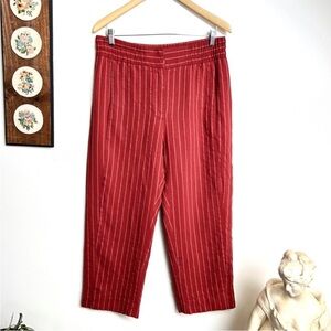 Cris Barros Pinstripe Wide Leg Cropped Trousers